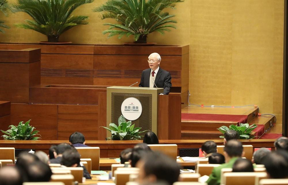 Tổng Bí thư Nguyễn Phú Trọng phát biểu tại hội nghị (ảnh Nhật Minh)