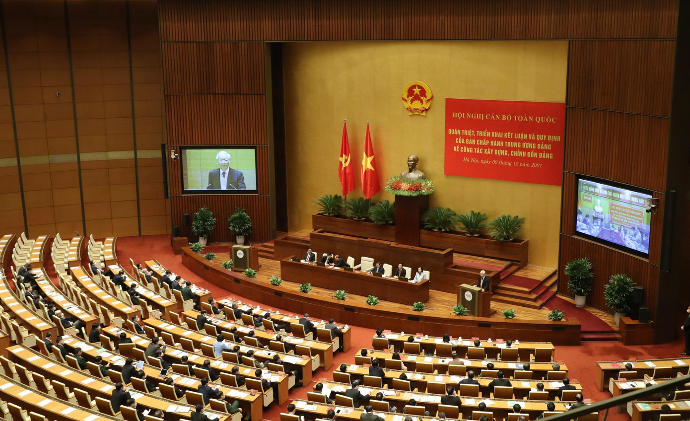 Hội nghị cán bộ toàn quốc quán triệt triển khai kết luận và quy định của Trung ương về công tác xây dựng chỉnh đốn Đảng (ảnh Nhật Minh)