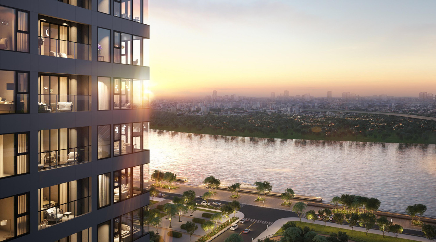 Tầm nhìn hướng sông tuyệt đẹp của các căn hộ hàng hiệu Grand Marina, Saigon. Ảnh: Masterise Homes