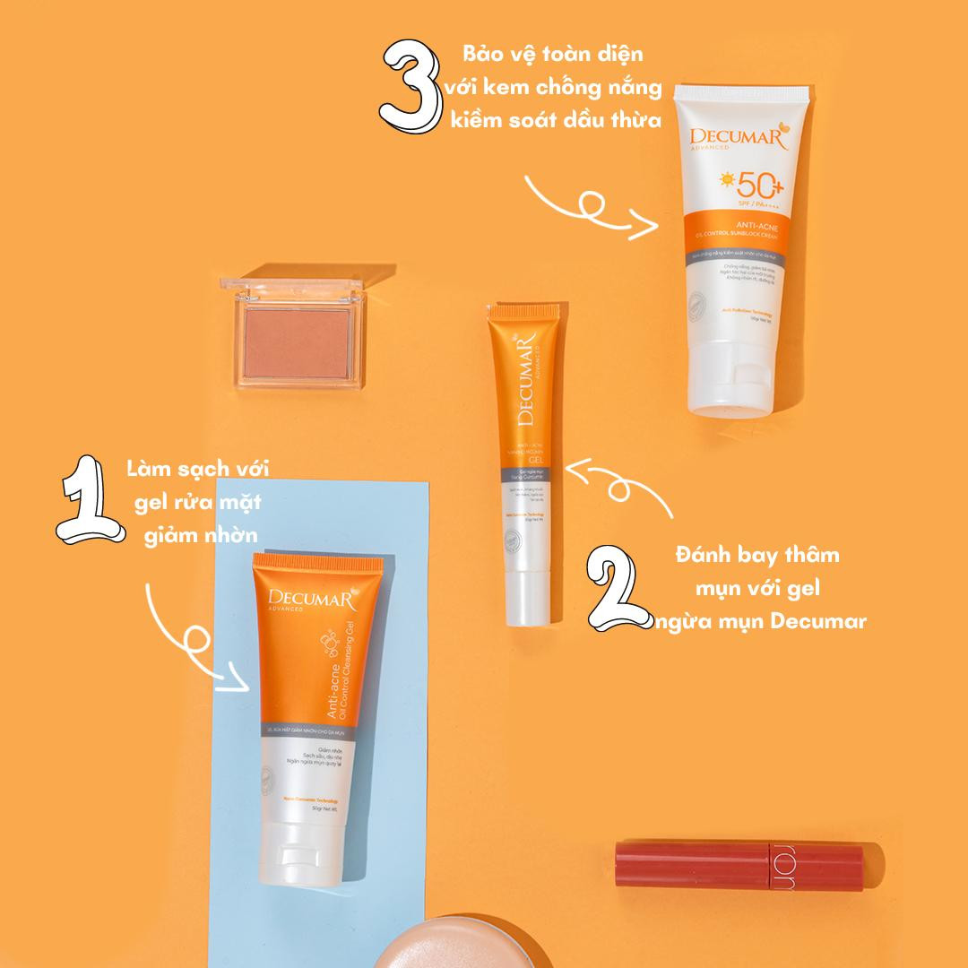 3 bước - 5 phút mỗi ngày với Decumar là đủ để mang lại làn da mịn màng, sạch mụn