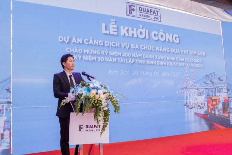 Ông Lê Duy Hưng - Chủ tịch HĐQT Công ty Cổ phần Tập đoàn Đua Fat phát biểu tại Lễ khởi công dự án.