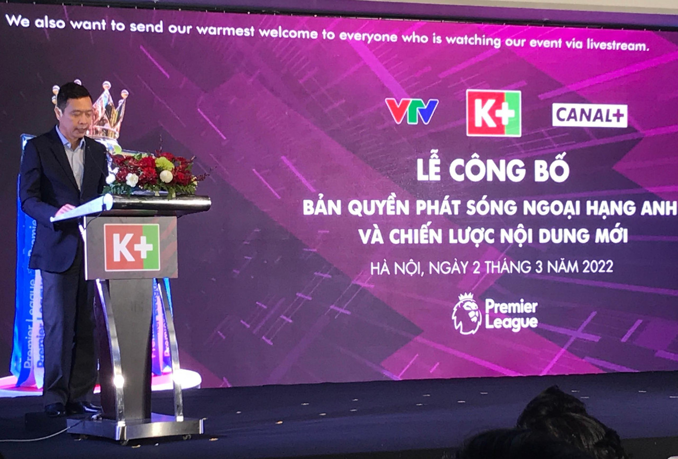 Ông Lê Chí Công – Tổng Giám đốc Truyền hình K+ công bố bản quyền phát sóng giải Ngoại hạng Anh tới mùa giải 2024/2025.