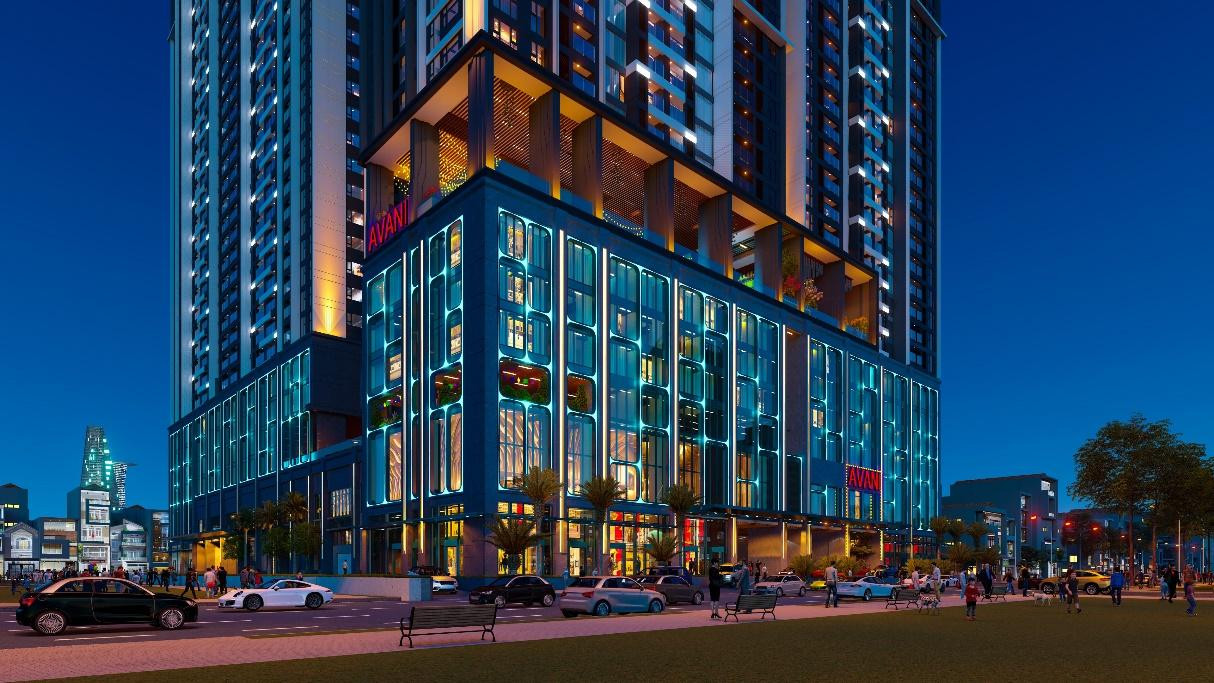 Mặt dựng (Facade) dự án The Grand Manhattan lung linh sắc màu vào ban đêm