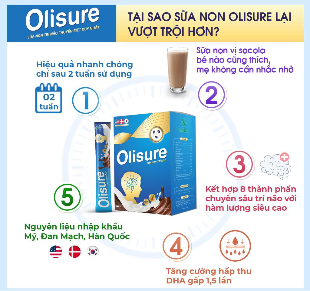 Sữa non trí não Olisure cung cấp hàm lượng DHA cao gấp 15 lần dầu cá