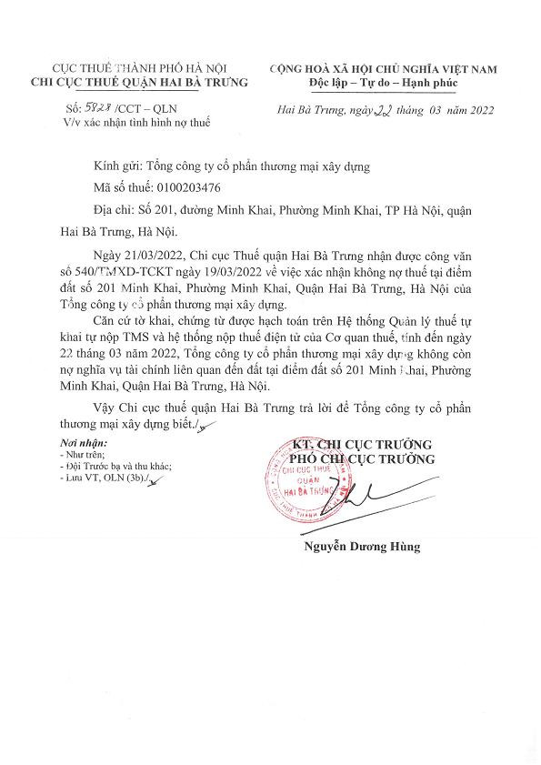 Công văn xác nhận Chủ đầu tư hoàn thành nghĩa vụ tài chính với Nhà nước. Công văn xác nhận Chủ đầu tư hoàn thành nghĩa vụ tài chính với Nhà nước.