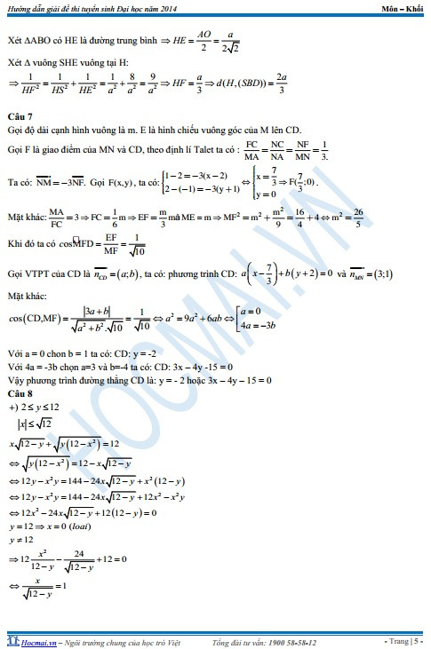 Bài giải đề thi môn Toán ảnh 6