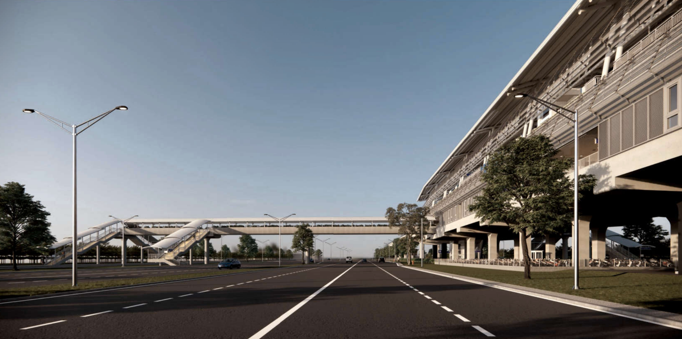 Mỗi cây cầu bộ hành có tổng chiều dài khoảng 78 m tùy vị trí, rộng 3,5 m.