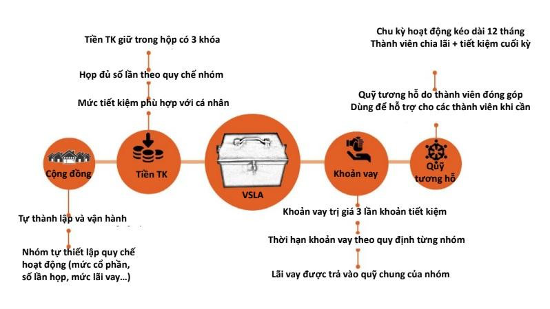 Mô hình hoạt động của VSLA. Nguồn: Nguyễn Đức Thành.