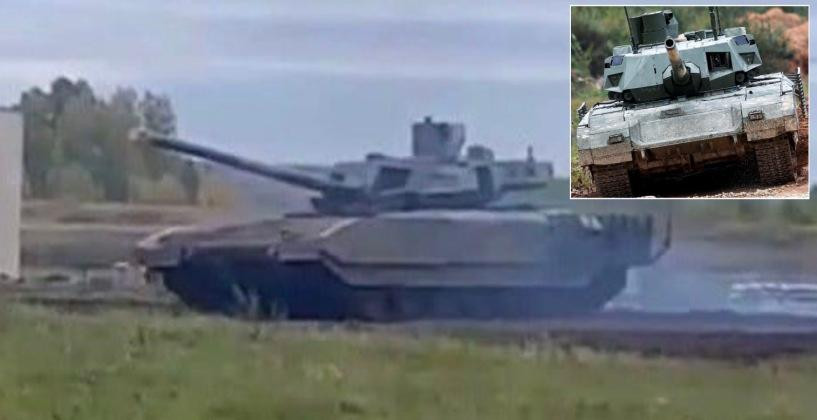 Chiếc xe tăng nghi là T-14 Armata được phát hiện tại Luhansk. Ảnh: Military Watch.