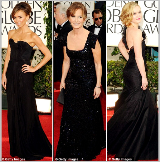 Sự xuất hiện đáng chú ý của gam màu hồng đào Angelina Jolie với chiếc váy màu xanh lộng lẫy sát vai cùng Brad Pitt Nicole Kidman và Heidi Klum Gam màu đen cổ điển, truyền thống, vẫn được ưa chuộng Helena Bonham Carte với đôi giày 2 màu và Julia Kurbatova trong chiếc váy màu xanh dương Sao đụng màu đỏ gợi cảm và quyến rũ Màu xanh dương đậm quý phái Màu trắng tinh khôi Gam màu vàng đem đến sự nổi bật cho các phái đẹp 2 quý cô béo Amber Riley and PGabourey Sidibe xuất hiện với những chiếc váy lấp lánh