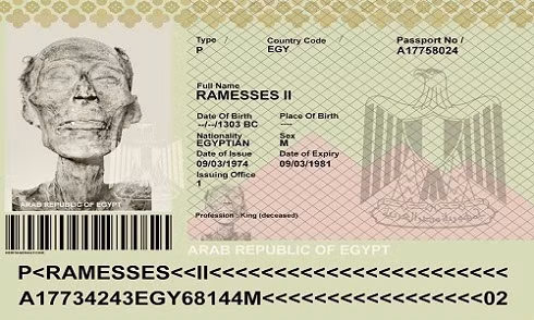 Hộ chiếu có ảnh pharaoh Ramesses II
