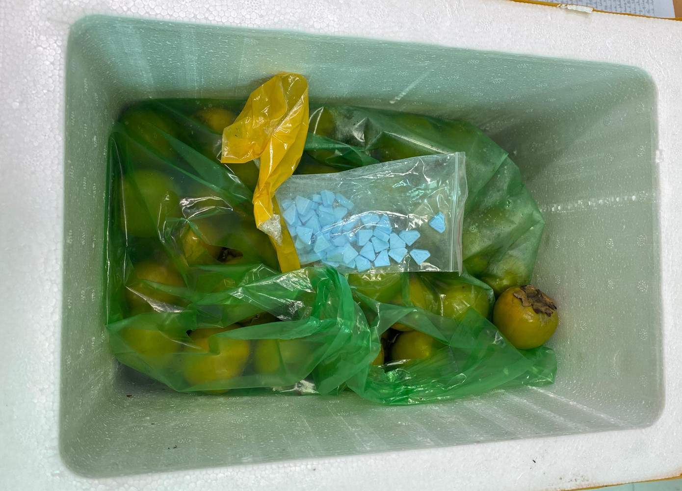 Ma túy giấu trong thùng hoa quả.