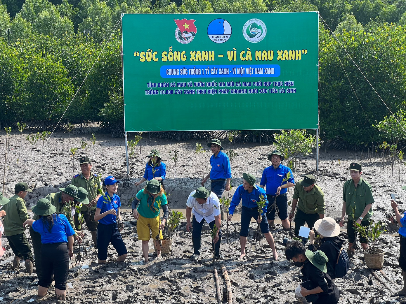 Ban Chỉ đạo Tháng Thanh niên trồng rừng tại Khu du lịch Mũi Cà Mau.