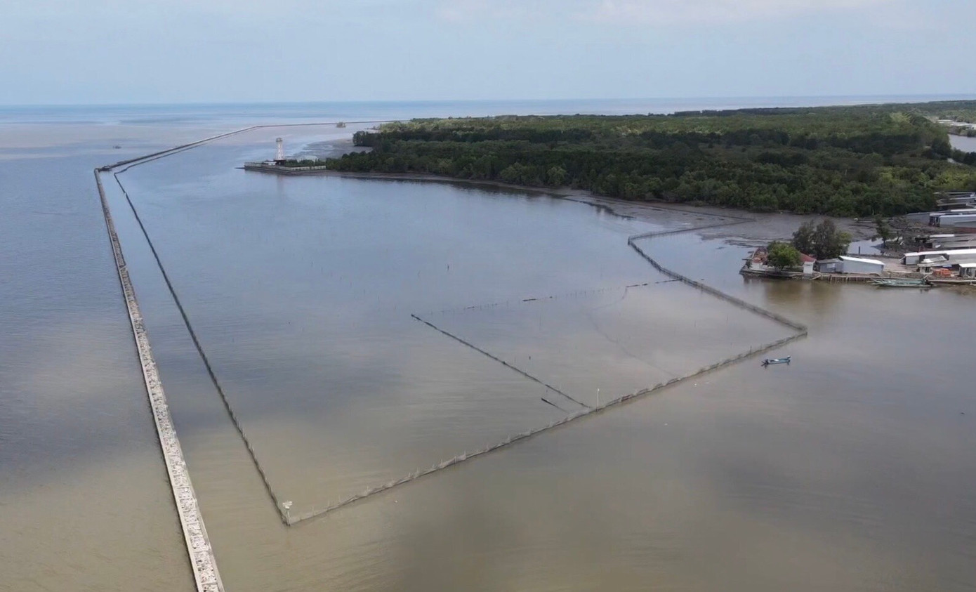 Khu vực người dân bao chiếm đất rừng phòng hộ nuôi sò huyết. (Ảnh chụp ngày 22/3).