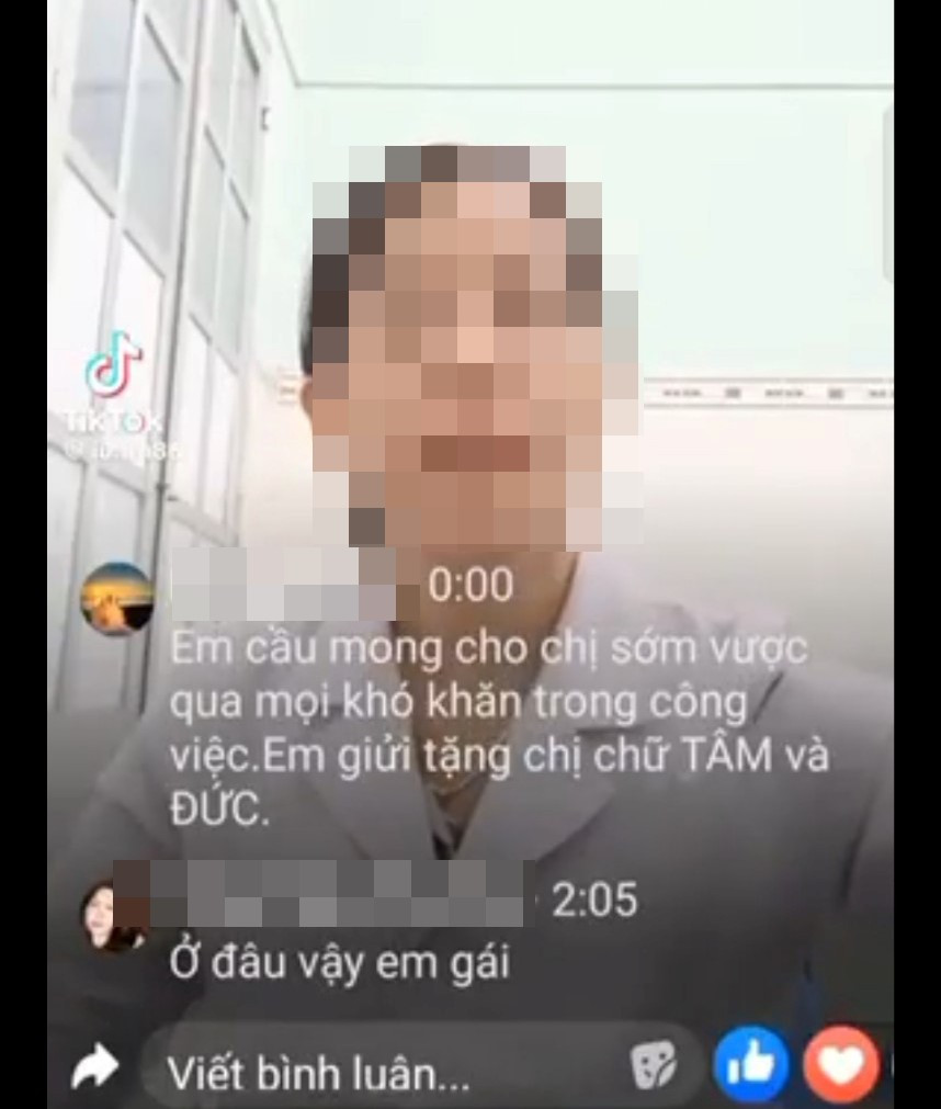 Hình ảnh phát trực tiếp của bà Đ. đăng tải trên mạng xã hội. Ảnh cắt từ clip.