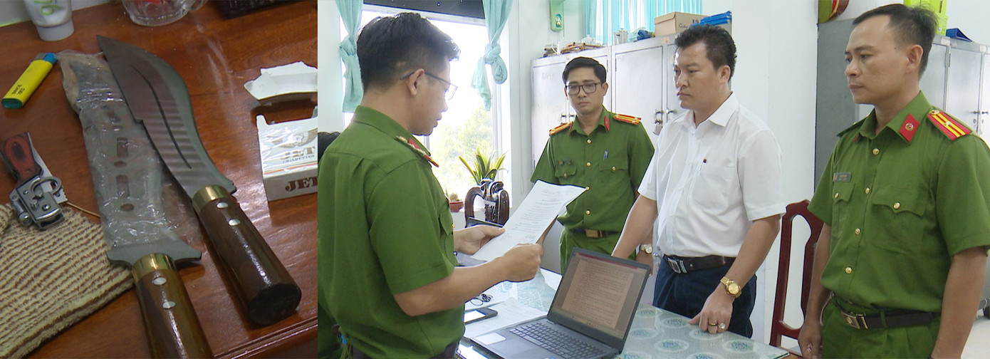 Tân cùng tang vật công an thu giữ. Tân cùng tang vật công an thu giữ.