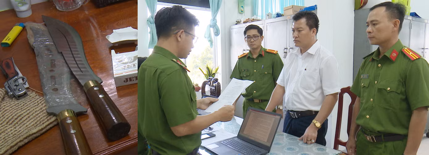 Tân cùng tang vật công an thu giữ. Tân cùng tang vật công an thu giữ.