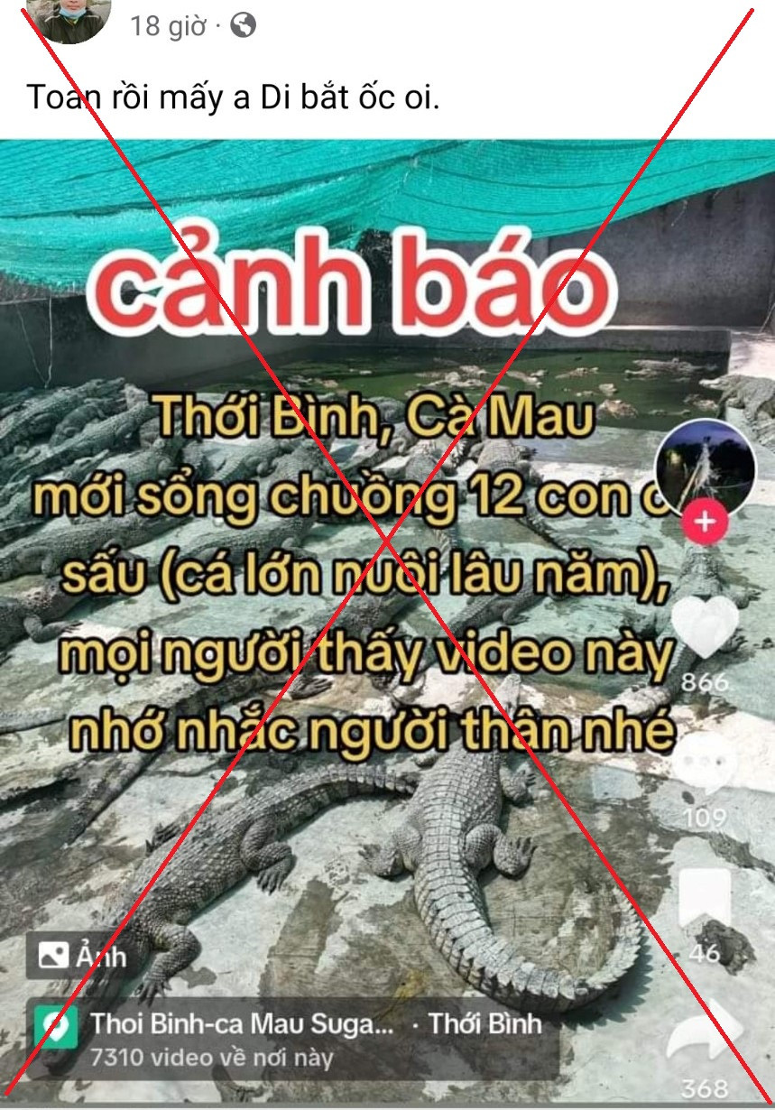 Thông tin sai sự thật đăng tải trên mạng xã hội.
