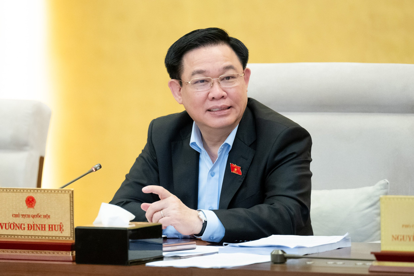 Chủ tịch Quốc hội Vương Đình Huệ phát biểu tại phiên họp