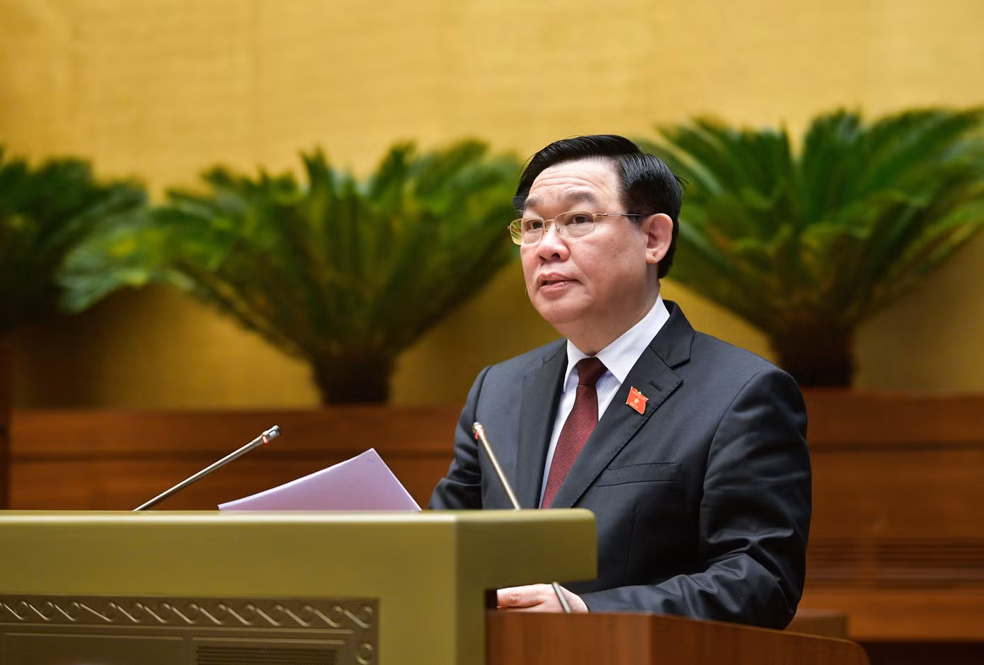Chủ tịch Quốc hội Vương Đình Huệ phát biểu khai mạc phiên chất vấn