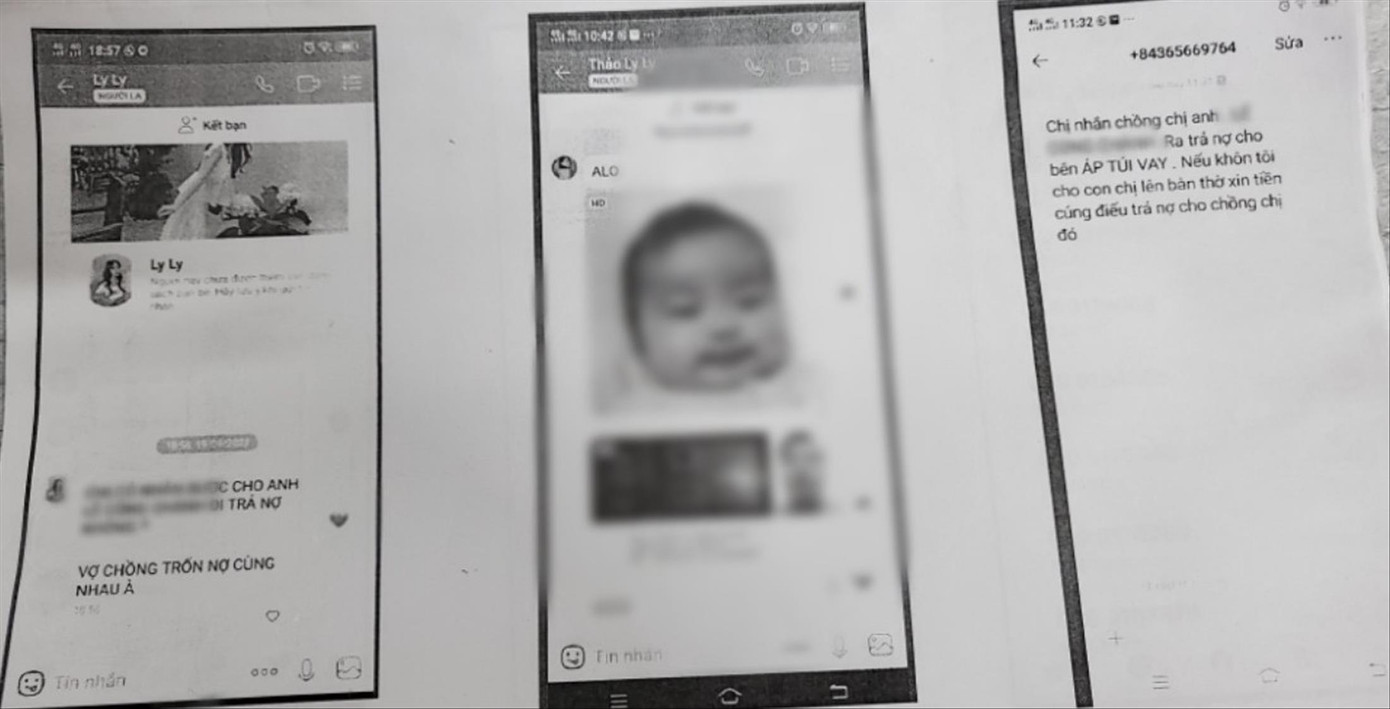 Đối tượng tín dụng đen nhắn tin cho vợ anh C. để đe doạ đòi tiền Ảnh: Công an cung cấp Đối tượng tín dụng đen nhắn tin cho vợ anh C. để đe doạ đòi tiền Ảnh: Công an cung cấp