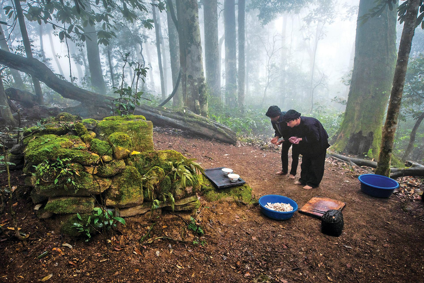Nghi lễ cúng rừng đầu năm của người Hà Nhì. Ảnh: Thành Thế Vinh