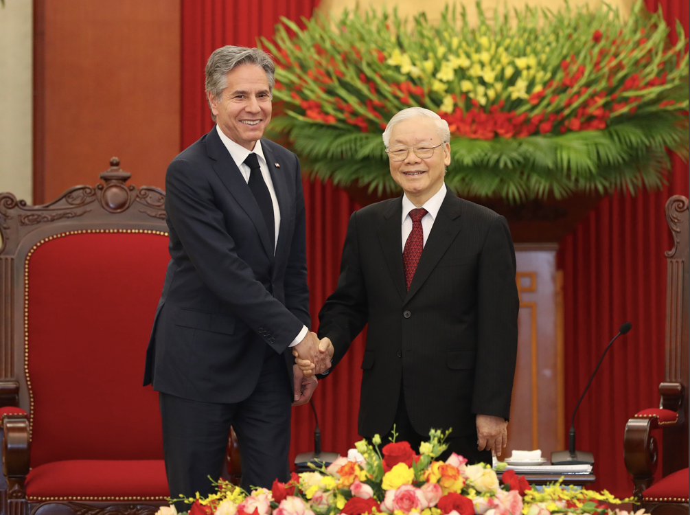 Tổng Bí thư Nguyễn Phú Trọng tiếp Ngoại trưởng Mỹ Antony Blinken ngày 15/4/2023 - Ảnh: Như Ý