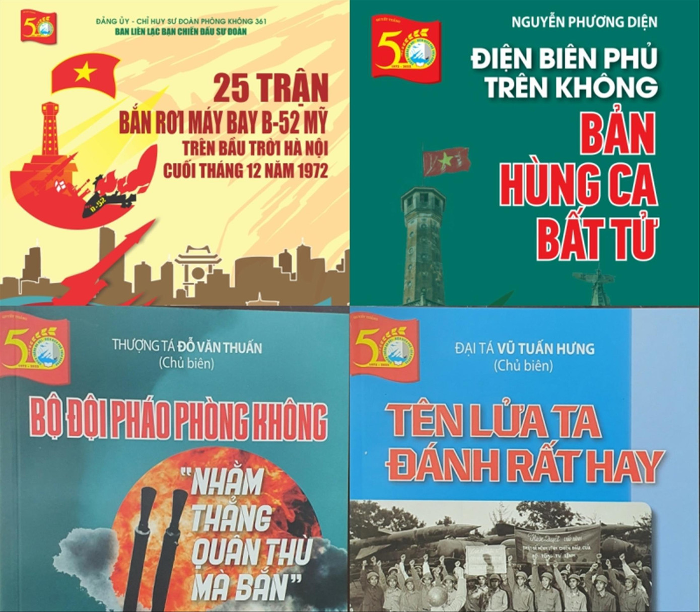 Những cuốn sách quý về “Hà Nội - Điện Biên Phủ trên không” Ảnh: KỲ SƠN.