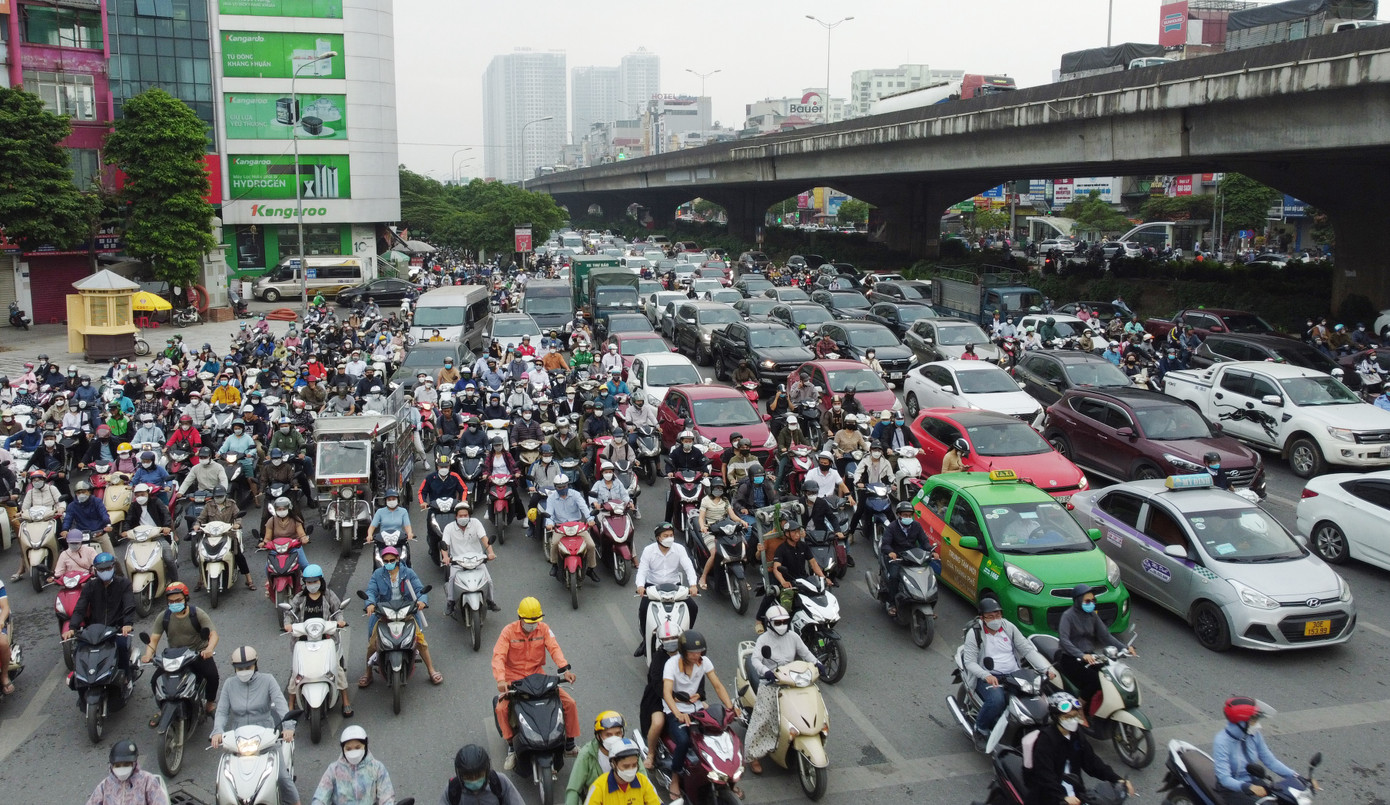 Nút giao Thanh Xuân ngày càng ùn tắc nghiêm trọng Ảnh: Anh Trọng