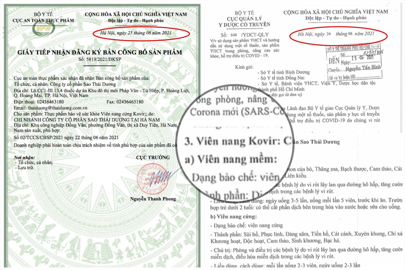 1 ngày trước khi sản phẩm được tiếp nhận đăng ký công bố, Cục Quản lý Y dược cổ truyền đã ban hành công văn, hướng dẫn sử dụng Kovir là thuốc uống, dùng phòng bệnh