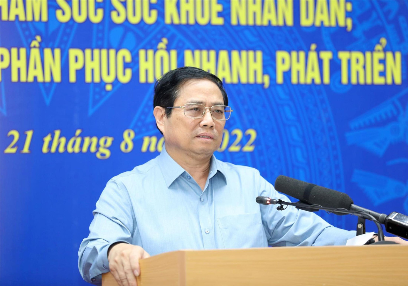 Thủ tướng Phạm Minh Chính phát biểu chỉ đạo tại hội nghị ngày 21/8. Ảnh: Như Ý
