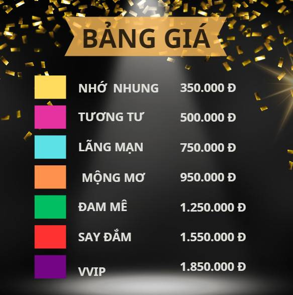 Bảng giá liveshow “Gửi ngàn lời yêu” Bảng giá liveshow “Gửi ngàn lời yêu”