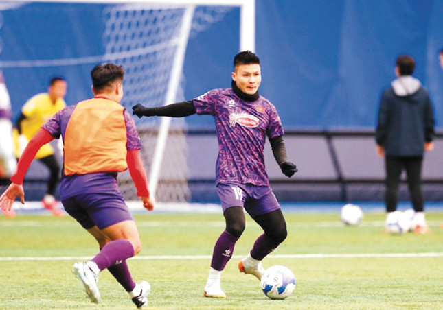 Đội tuyển Việt Nam sẽ kết thúc chuyến tập huấn Hàn Quốc bằng trận giao hữu với Jeonbuk ngày 1/12 Ảnh: VFF