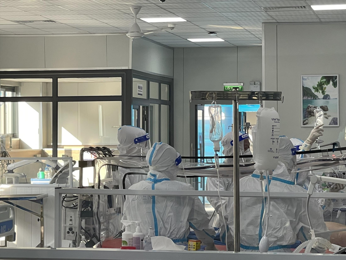 Cấp cứu F0 tại BV điều trị người bệnh COVID-19 (Hoàng Mai, Hà Nội). Ảnh: Thái Hà