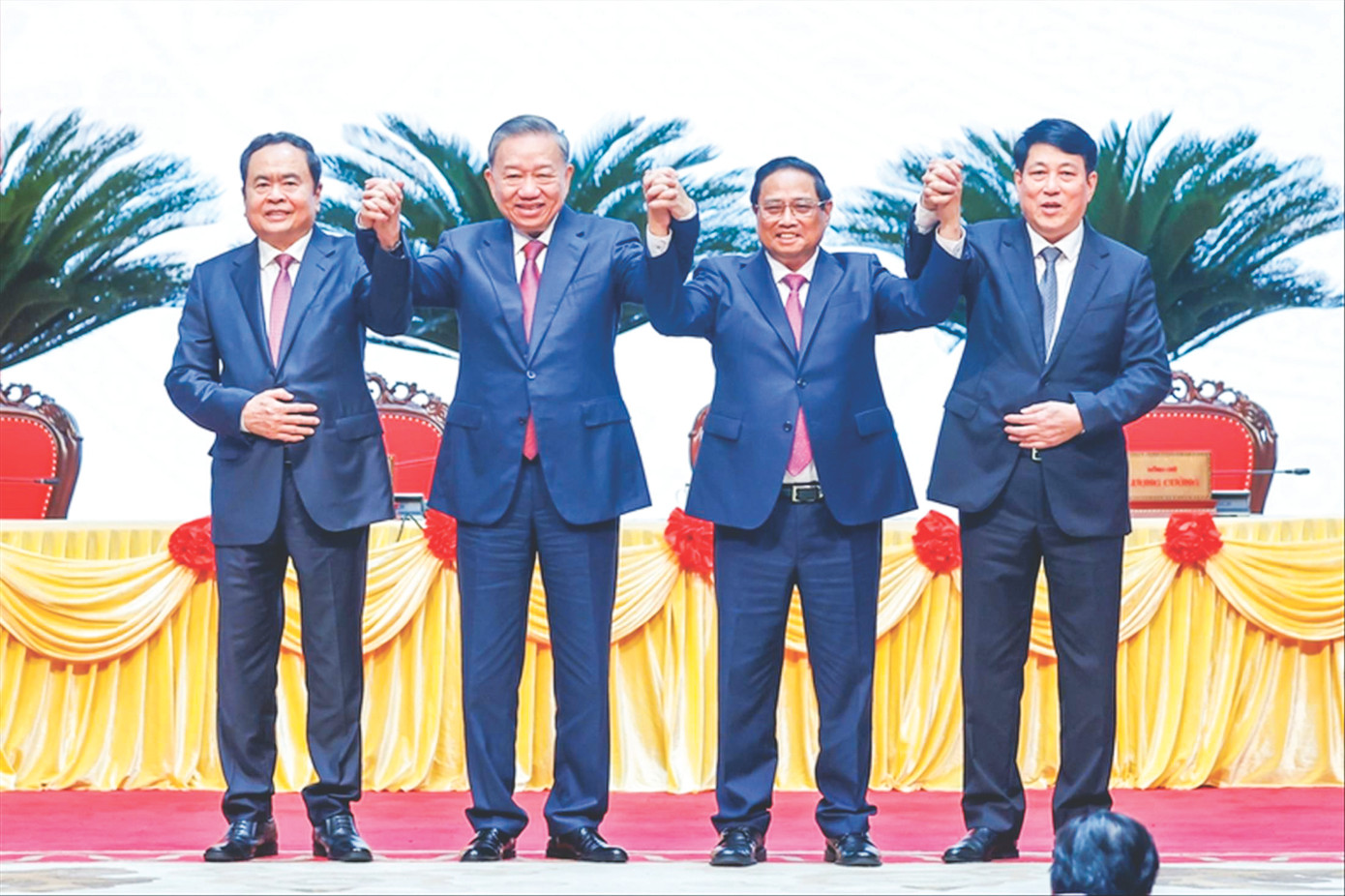 Tổng Bí thư, Chủ tịch nước Tô Lâm và Thủ tướng Phạm Minh Chính, Chủ tịch Quốc hội Trần Thanh Mẫn, Thường trực Ban Bí thư Lương Cường