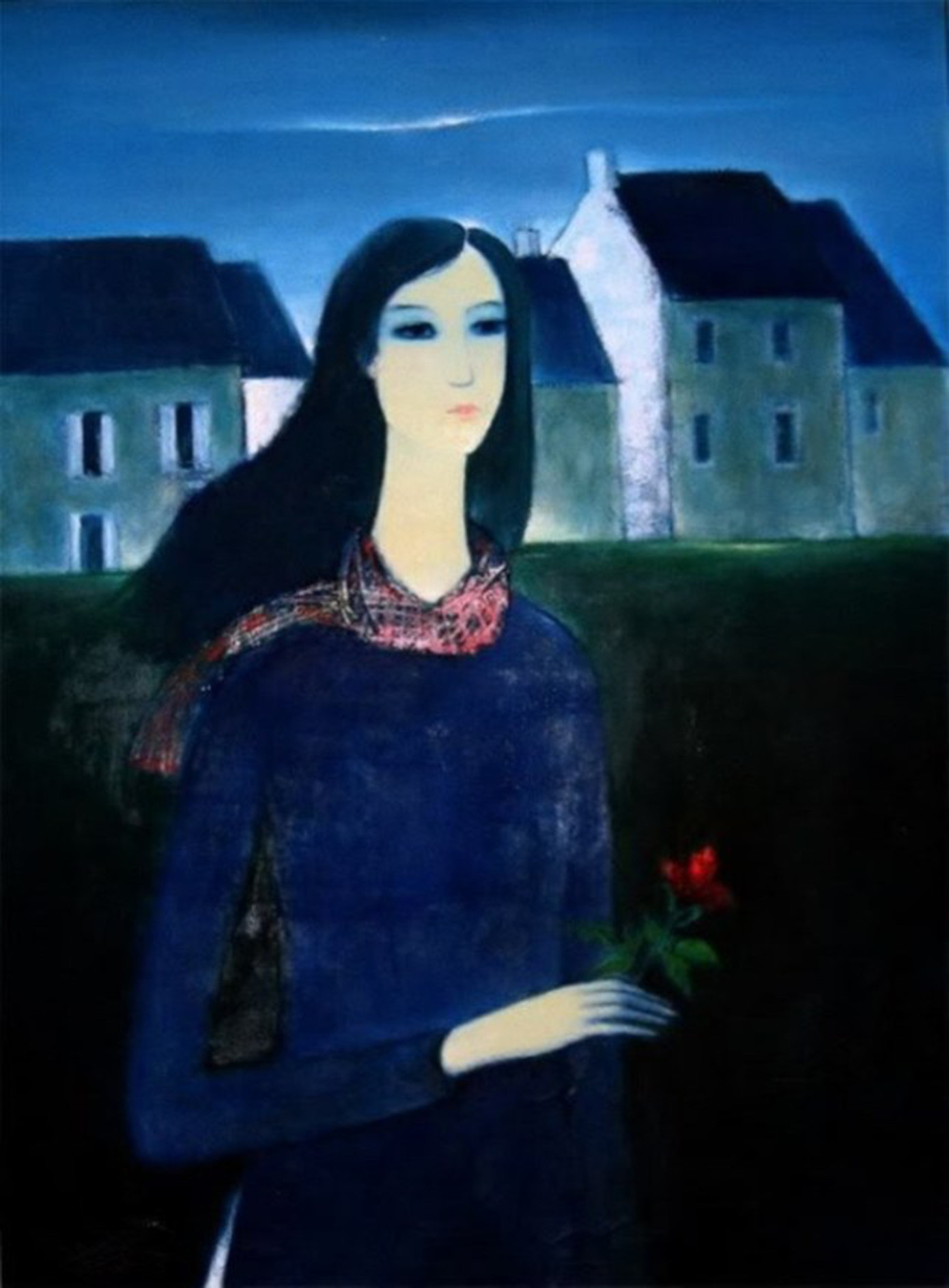 Thiếu nữ trên đồi Domaine de Marie Đà Lạt - Tranh Đinh Cường Thiếu nữ trên đồi Domaine de Marie Đà Lạt - Tranh Đinh Cường