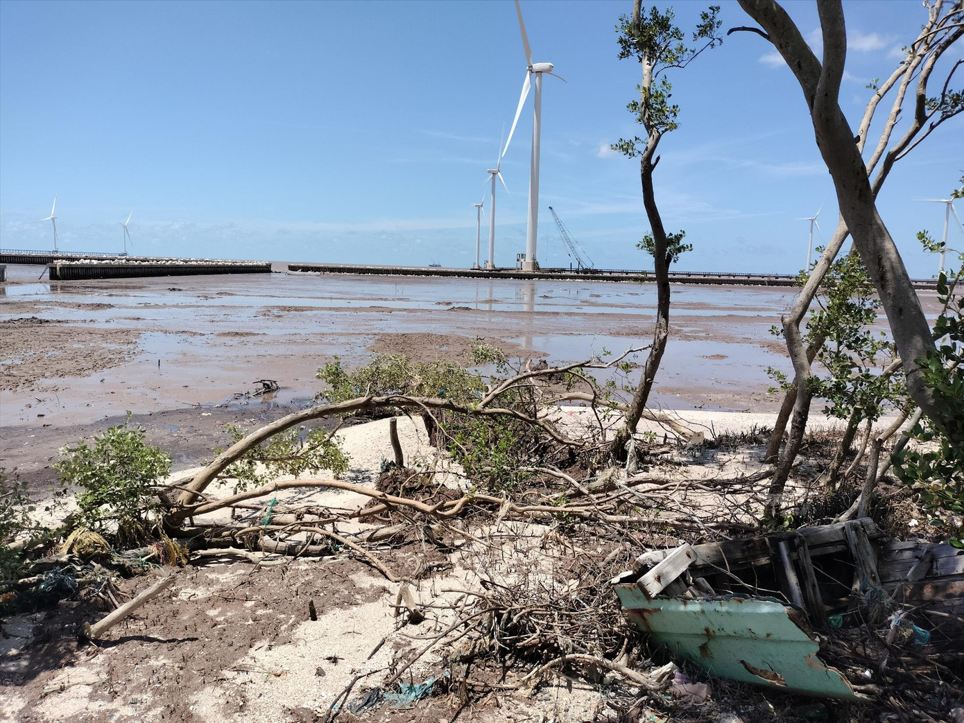 Một đoạn sạt lở ăn sâu vào chân đê, nguy cơ vỡ đê Một đoạn sạt lở ăn sâu vào chân đê, nguy cơ vỡ đê