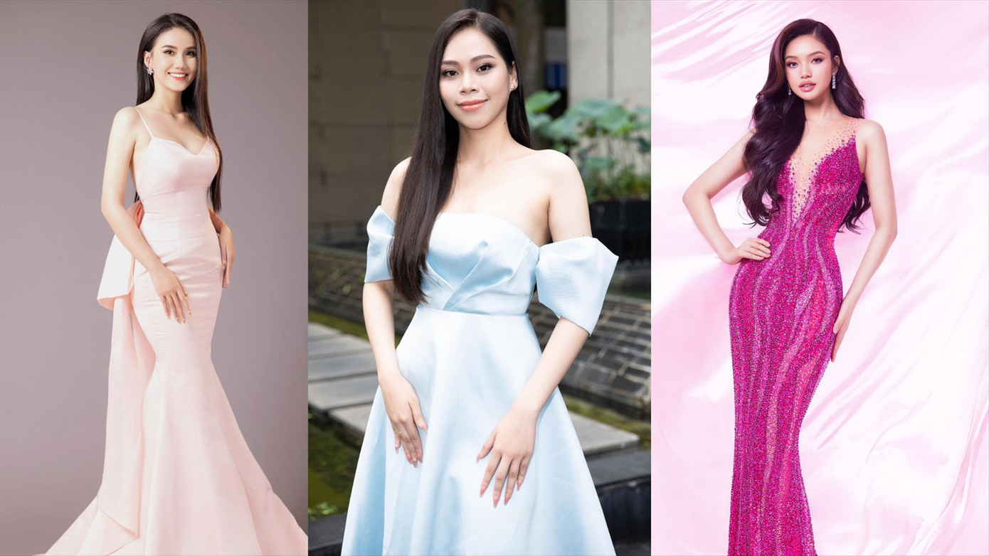 Các thí sinh Trần Thị Bé Quyên, Nguyễn Phương Tường Vy và Trần Lê Mai Chi (từ trái qua)