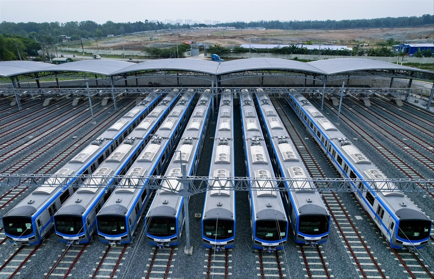 Đoàn tàu metro số 1 TPHCM tại depot Long Bình (TP Thủ Đức). Ảnh: Duy Anh. Đoàn tàu metro số 1 TPHCM tại depot Long Bình (TP Thủ Đức). Ảnh: Duy Anh.