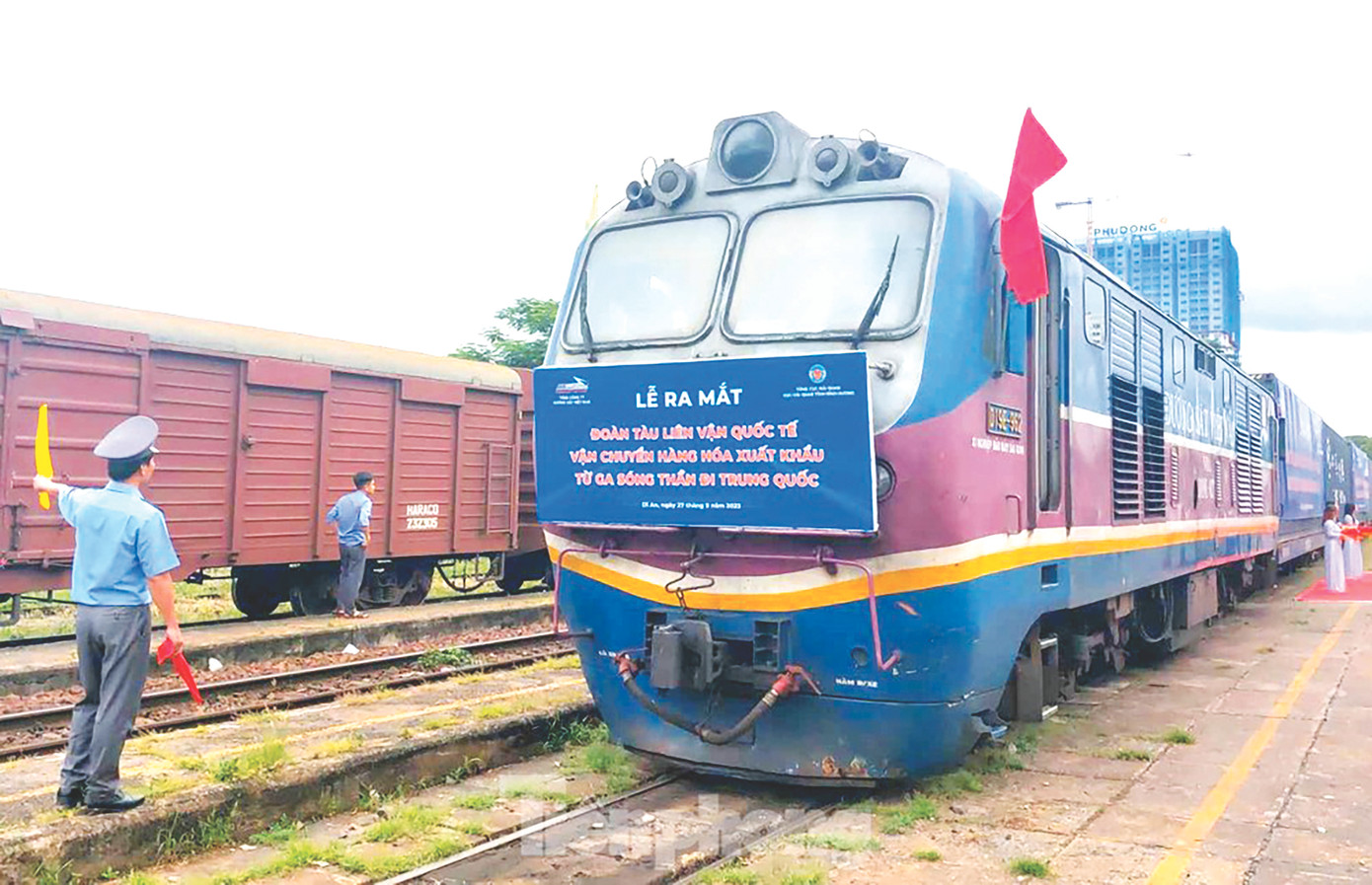 Tàu hàng xuất khẩu được tổ chức chạy thẳng từ ga Sóng Thần (Bình Dương) đi Trung Quốc, châu Âu Ảnh: Hương Chi