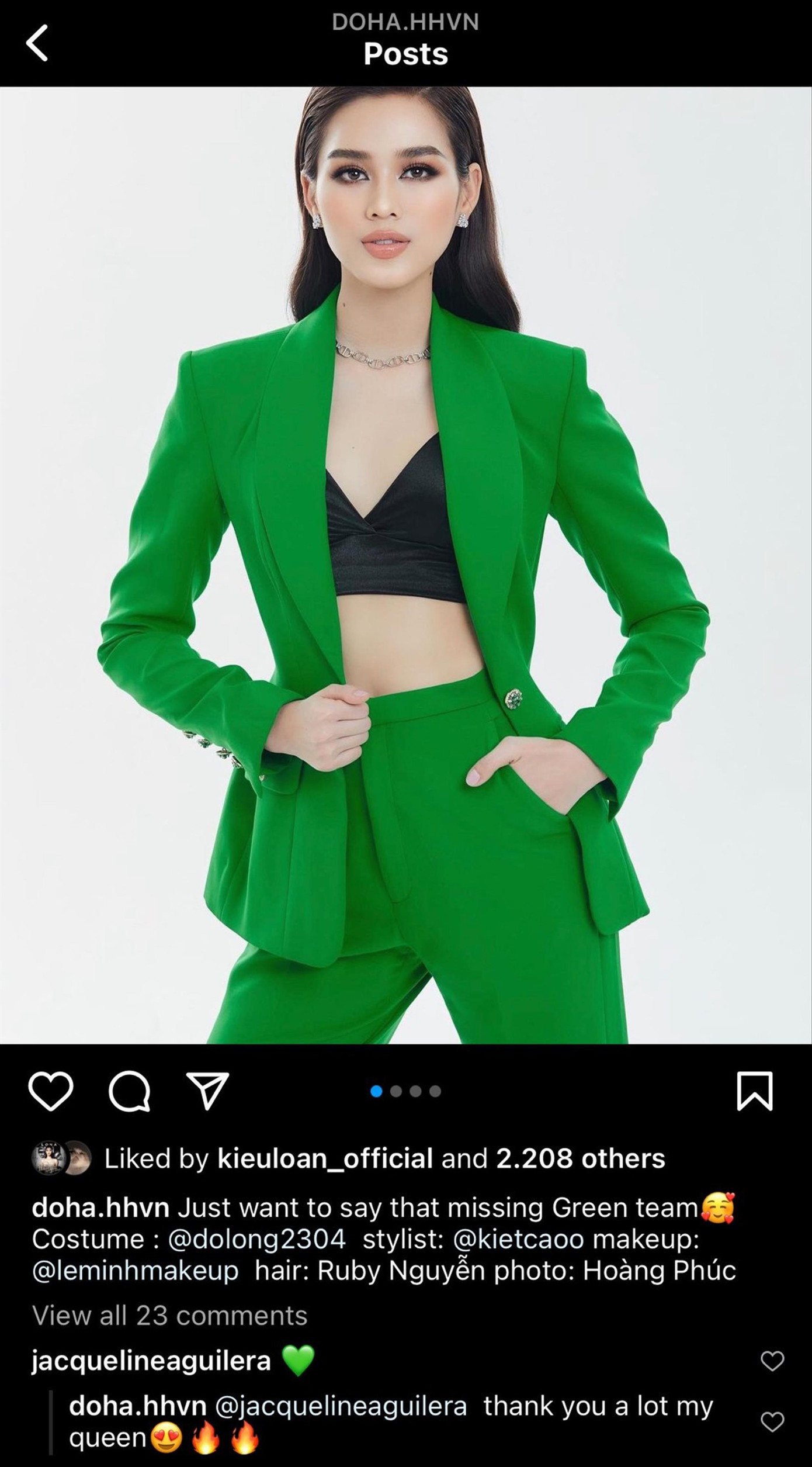 Giám khảo Miss World bình luận dưới bài đăng của Đỗ Thị Hà