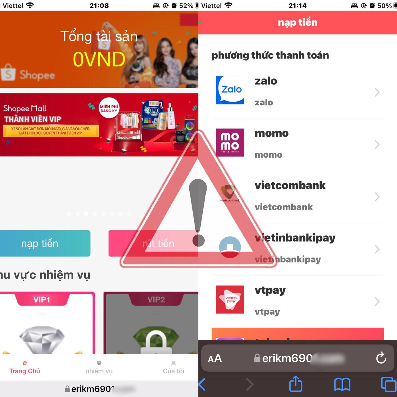 Cảnh giác với những giao diện website như thế này.