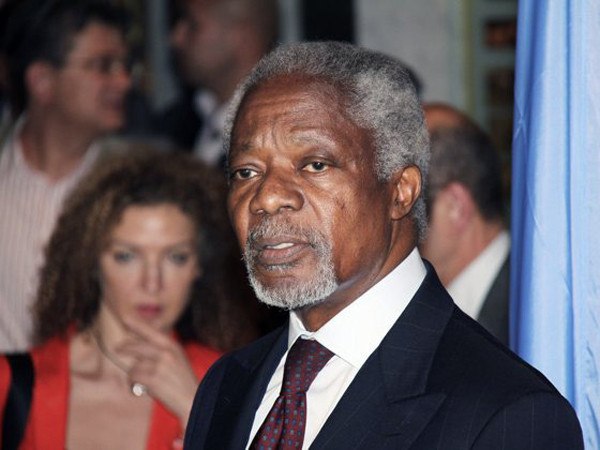 Ông Kofi Annan tại Damascus hôm 28-5. Ảnh: AP 