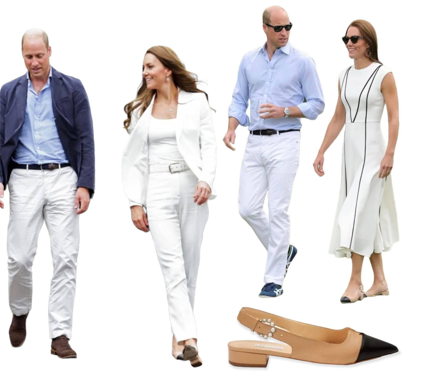 Giày 2 tone màu Camilla Elphick của Kate cũng là đồ dùng đi dùng lại.