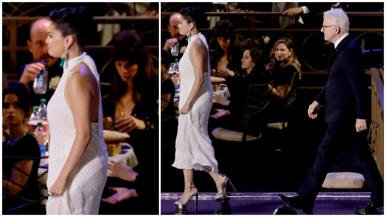 Ở một góc nghiêng càng lộ rõ có vẻ lớp lót của váy đã bị mắc lại khi cô di chuyển nên bị kéo giật lên bên trong. Ở một góc nghiêng càng lộ rõ có vẻ lớp lót của váy đã bị mắc lại khi cô di chuyển nên bị kéo giật lên bên trong.