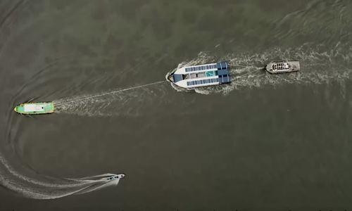 Hệ thống Interceptor 003 chạy trên sông Cần Thơ.