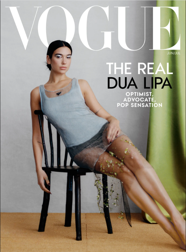 Dua Lipa mặc tank top lên bìa Vogue