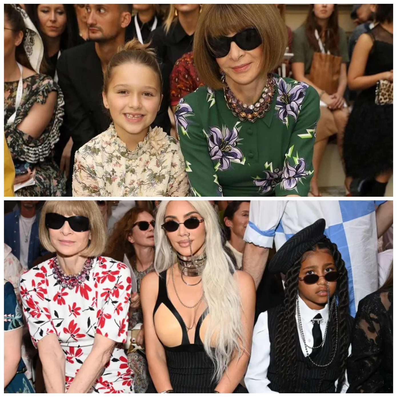 Cùng cho con gái ngồi hàng ghế đầu, nhưng quan điểm Vic chọn trang phục cho con rất khác.