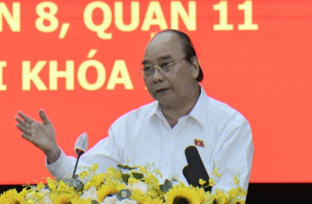 Chủ tịch nước Nguyễn Xuân Phúc phát biểu tại buổi tiếp xúc cử tri sáng 12/5