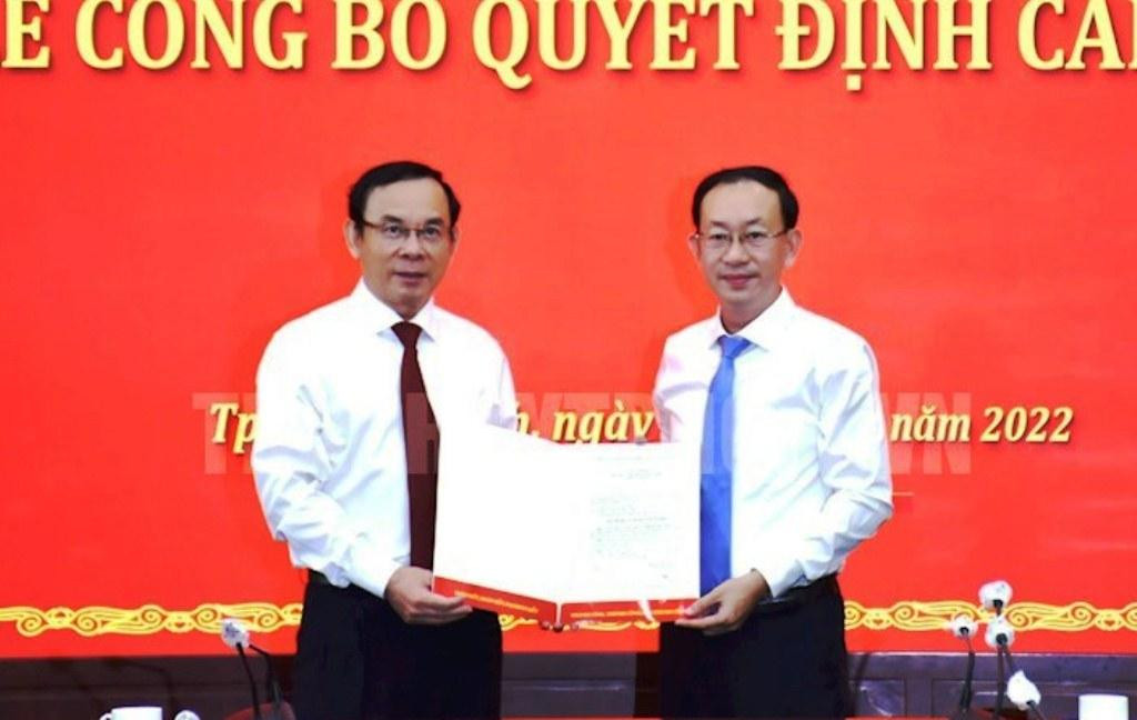 Ông Nguyễn Quốc Thái (phải). Ảnh: Thành uỷ TPHCM Ông Nguyễn Quốc Thái (phải). Ảnh: Thành uỷ TPHCM